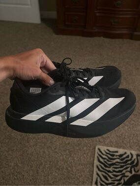 adidas Men’s Black Athletic Shoes with White Stripes womens 8.5/men 7.5